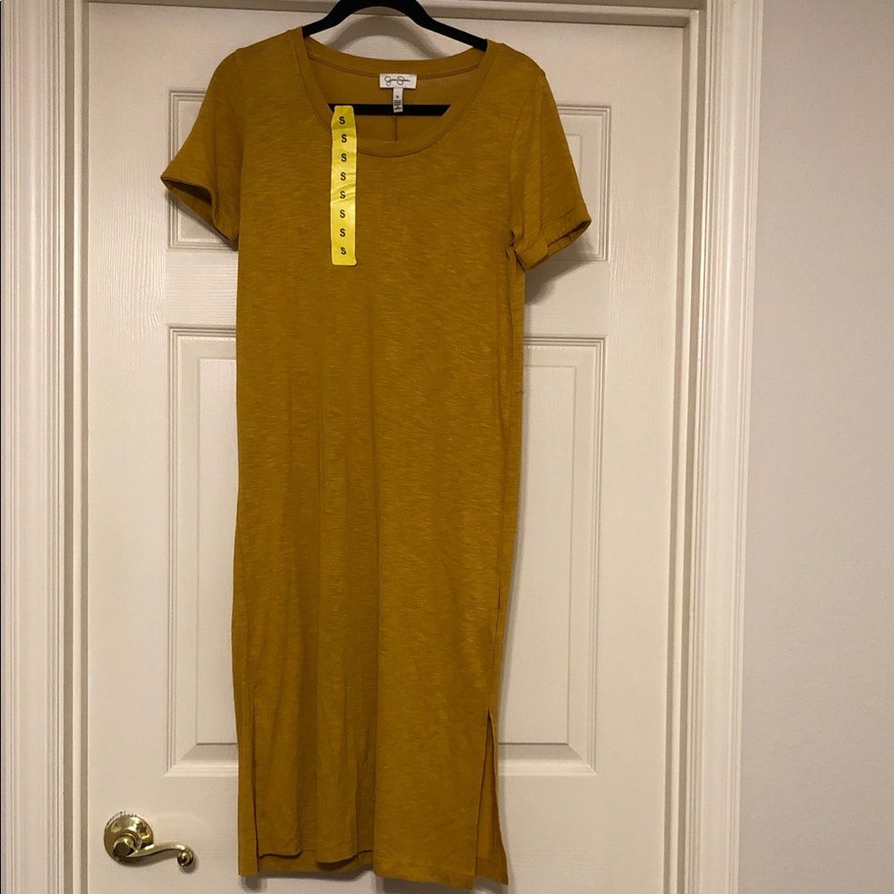 Jessica Simpson Mustard Crewneck Short Sleeve Midi Dress Size S